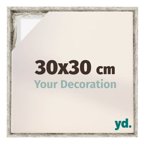 Lyon MDF Canvas Floater Frame 30x30cm White Vintage Voorzijde Maat | Yourdecoration.com