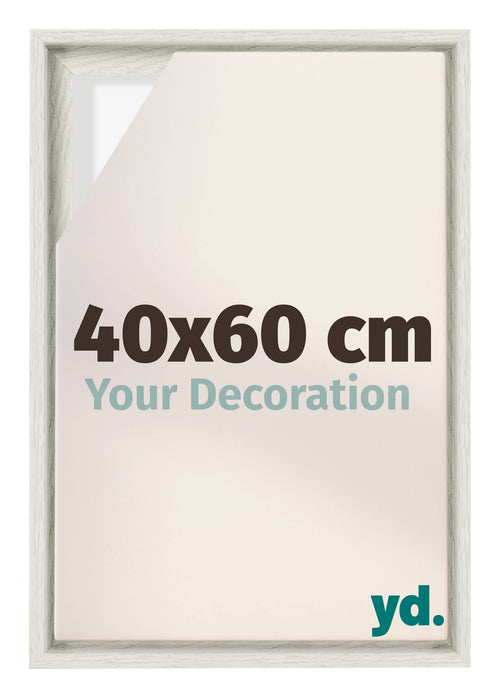 Lyon MDF Canvas Floater Frame 40x60cm White Wash Voorzijde Maat | Yourdecoration.com