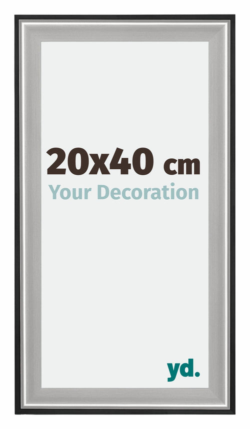 Birmingham Wooden Photo Frame 20x40cm Black Silver Gepolijst Size | Yourdecoration.com