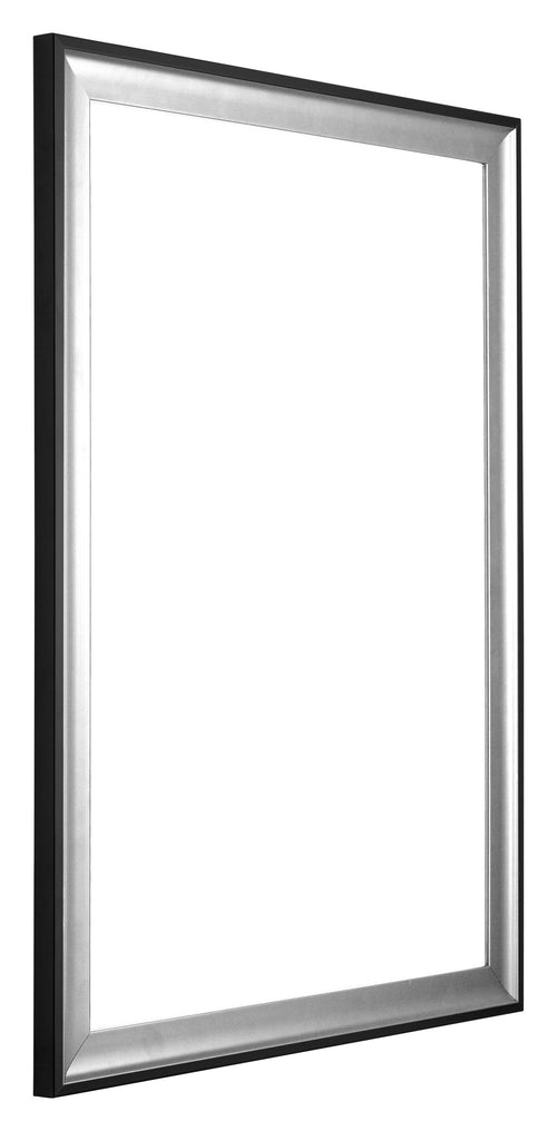 Birmingham Wooden Photo Frame 68x98cm Black Silver Polished Front Oblique | Yourdecoration.com