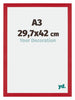 Mura MDF Photo Frame 29 7x42cm A3 Red Front Size | Yourdecoration.com
