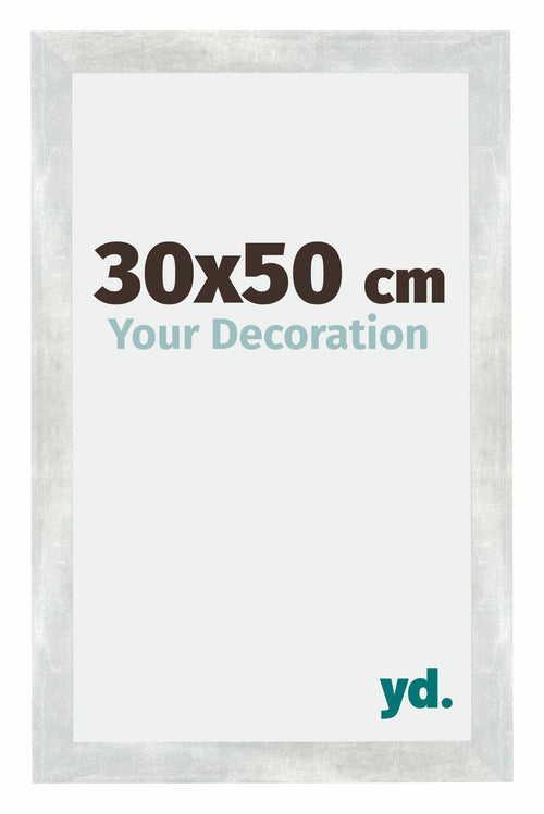 Mura MDF Photo Frame 30x50cm Silver Glossy Vintage Front Size | Yourdecoration.com