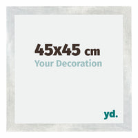 Mura MDF Photo Frame 45x45cm Silver Glossy Vintage Front Size | Yourdecoration.com