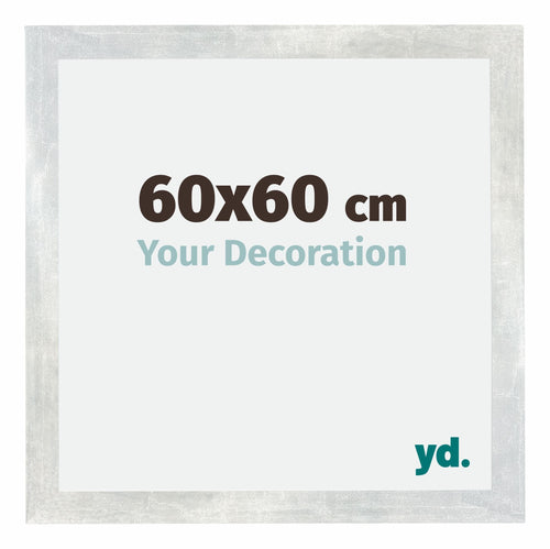 Mura MDF Photo Frame 60x60cm Silver Glossy Vintage Front Size | Yourdecoration.com