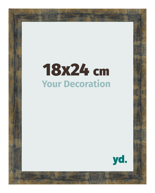 Photo Frame 18x24cm Blue Gold Melange MDF Pisa Front Size | Yourdecoration.com