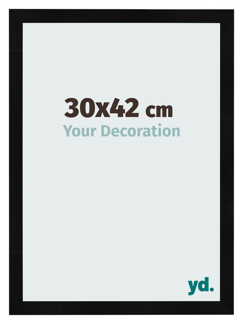 Photo Frame 30x42cm Black Silver Polished MDF Pisa Front Size | Yourdecoration.com