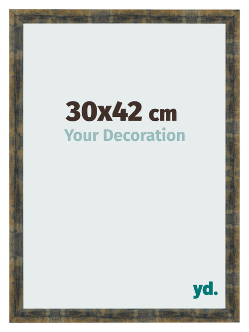 Photo Frame 30x42cm Blue Gold Melange MDF Pisa Front Size | Yourdecoration.com