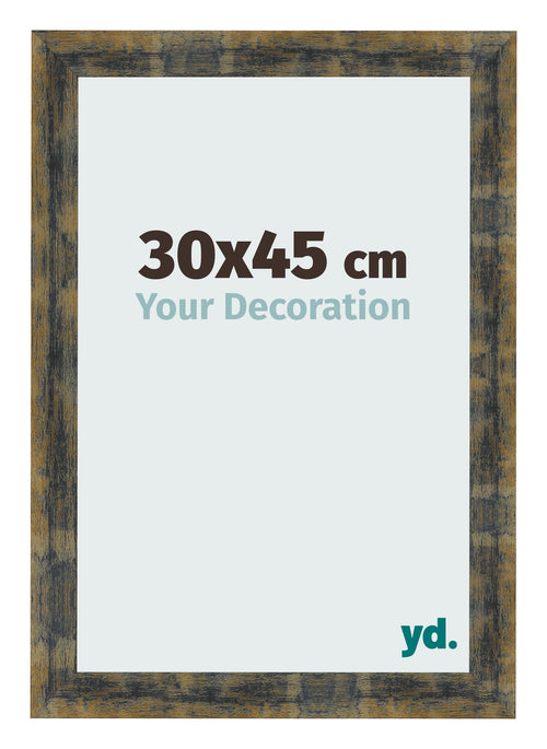 Photo Frame 30x45cm Blue Gold Melange MDF Pisa Front Size | Yourdecoration.com