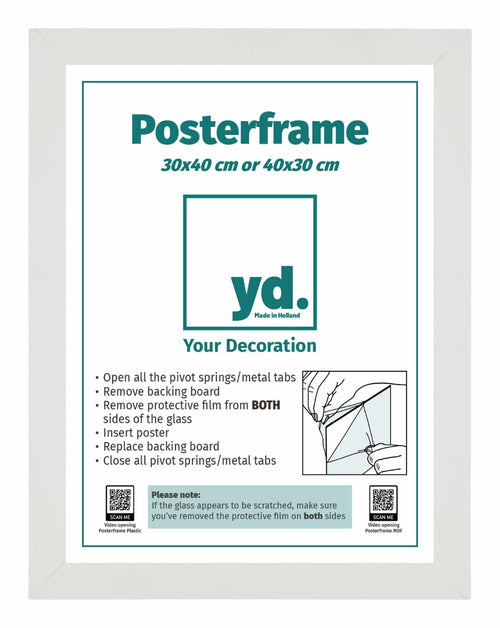 Poster Frame MDF 30x40cm White Mat Front Size | Yourdecoration.com