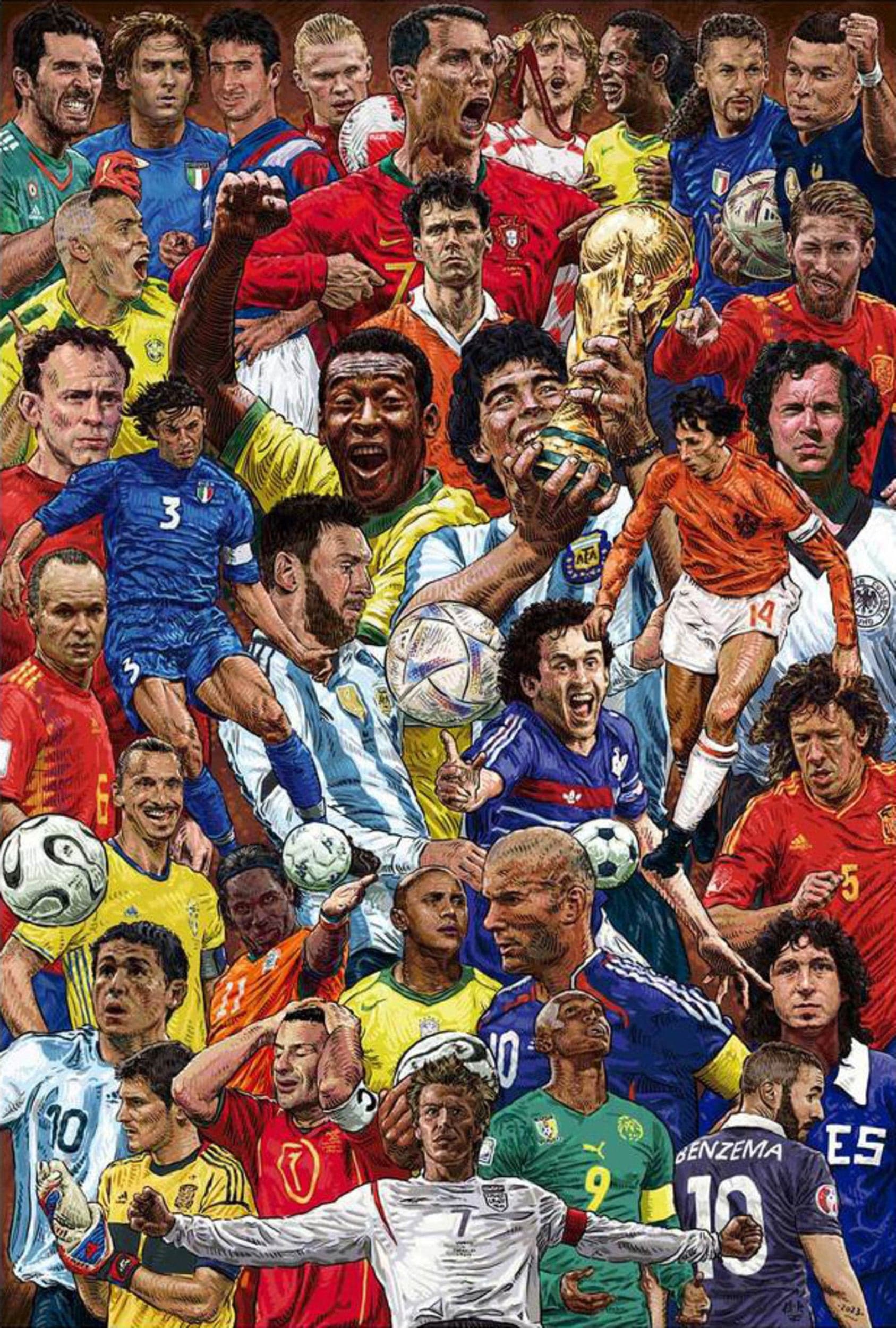 Poster Legendary Footballers 61x91,5cm | Yourdecoration.com, image size:1687x2500