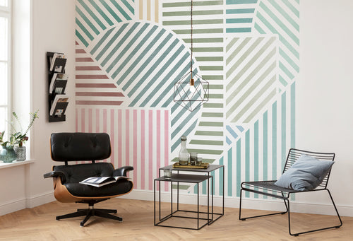 Wall Mural Jeux de Lignes Bonbon 300x250cm FLX6 039 Interior | Yourdecoration.com