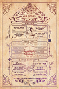 Harry Potter School List Poster 61X91 5cm | Yourdecoration.com