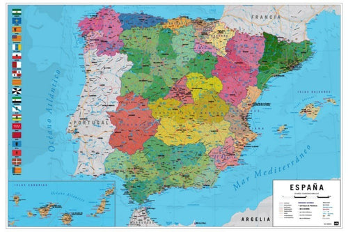 Grupo Erik GPE5030 Map Spain Physical Political Poster 91,5X61cm | Yourdecoration.com