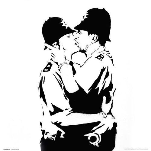 Grupo Erik Brandalised Bobbies Kissing Art Print 30x30cm | Yourdecoration.com