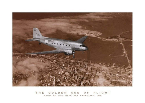 Margaret Bourke White Mainline DC 3 over San Francisco Art Print 70x50cm | Yourdecoration.com