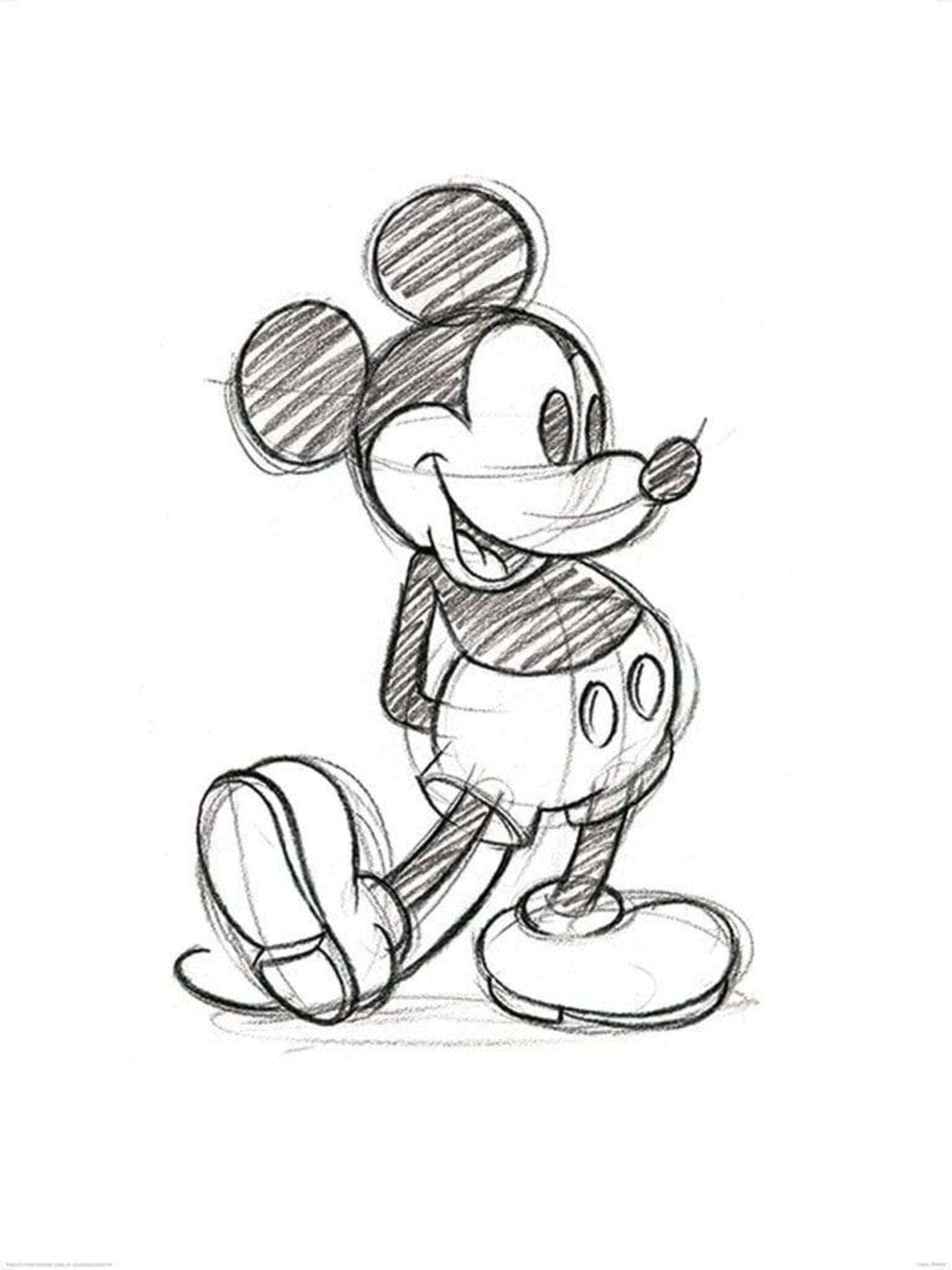 Poster Mickey Mouse Sketched Single 60x80cm | Yourdecoration, image size:1875x2500