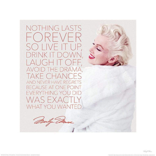 Pyramid Marilyn Monroe Nothing Lasts Forever Art Print 40x40cm | Yourdecoration.com