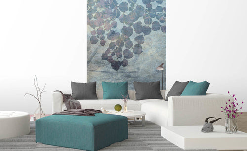 Dimex Blue Leaves Abstract Wall Mural 150x250cm 2 Panels Ambiance | Yourdecoration.com