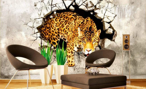 Dimex Hunting Panther Wall Mural 375x250cm 5 Panels Ambiance | Yourdecoration.com