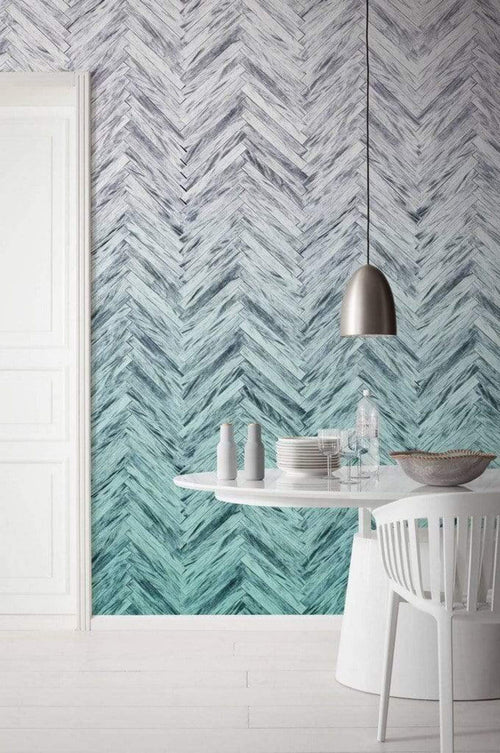 Komar Herringbone Mint Non Woven Wall Mural 400x250cm 4 Panels Ambiance | Yourdecoration.com