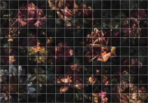 Komar Non Woven Wall Mural Inx8 080 Tiles Flowers | Yourdecoration.com