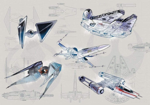Komar Star Wars Blueprint Light Non Woven Wall Mural 400x280cm 8 Panels | Yourdecoration.com