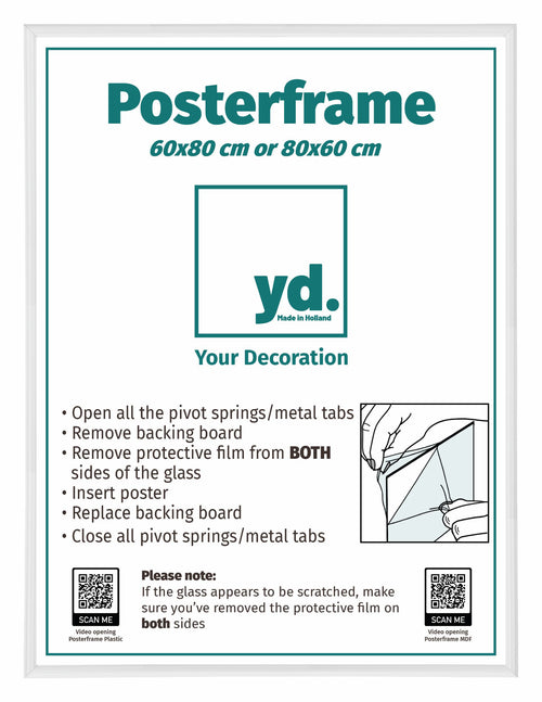 Poster Frame Plastic 60x80cm White High Gloss Front Size | Yourdecoration.com