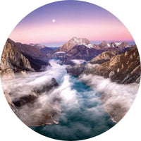 Wizard+Genius Over the Mountains Non Woven Wall Mural 140x140cm Round | Yourdecoration.com