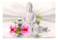 Wall Mural - Buddha and Orchids 100x70cm - Non-Woven Murals
