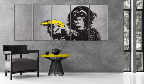 Canvas Print Monkey and Banana 5 Panels 225x90cm