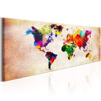 Canvas Print World Map Colourful Ramble 120x40cm