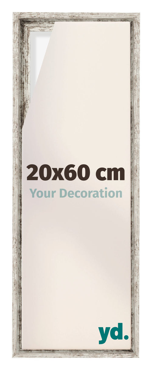Lyon MDF Canvas Floater Frame 20x60cm White Vintage Voorzijde Maat | Yourdecoration.com