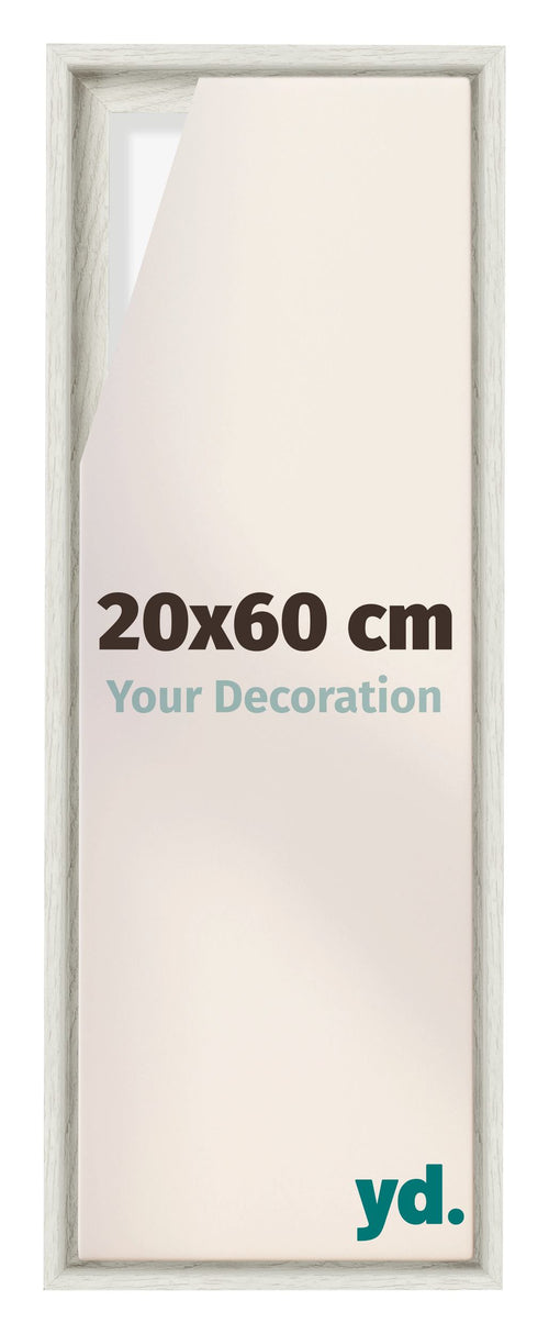 Lyon MDF Canvas Floater Frame 20x60cm White Wash Voorzijde Maat | Yourdecoration.com