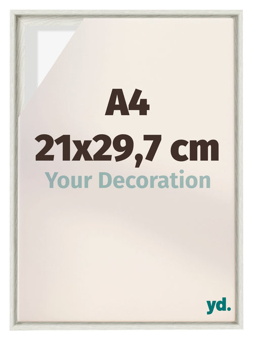 Lyon MDF Canvas Floater Frame 21x29 7cm A4 White Wash Voorzijde Maat | Yourdecoration.com