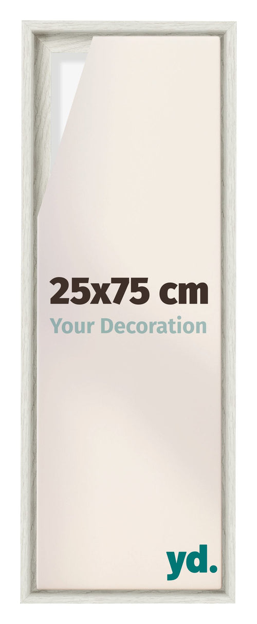 Lyon MDF Canvas Floater Frame 25x75cm White Wash Voorzijde Maat | Yourdecoration.com