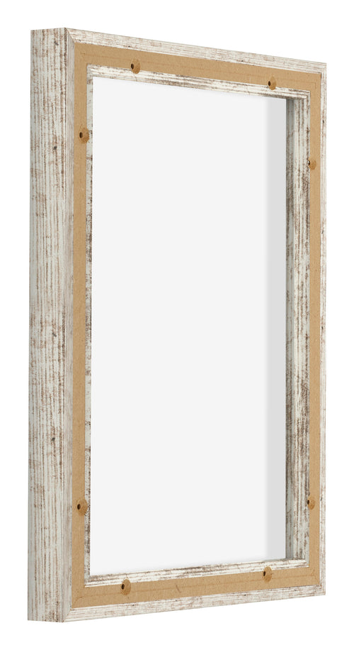 Lyon MDF Canvas Floater Frame 3 4 White Vintage Back Oblique | Yourdecoration.com