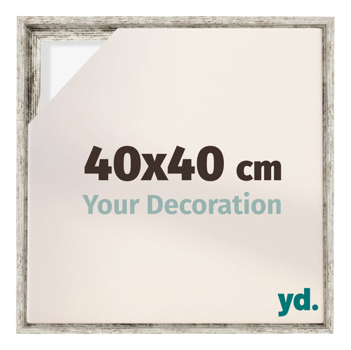 Lyon MDF Canvas Floater Frame 40x40cm White Vintage Voorzijde Maat | Yourdecoration.com