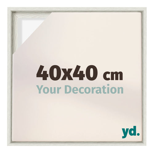 Lyon MDF Canvas Floater Frame 40x40cm White Wash Voorzijde Maat | Yourdecoration.com