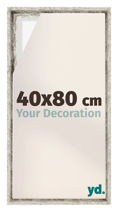 Lyon MDF Canvas Floater Frame 40x80cm White Vintage Voorzijde Maat | Yourdecoration.com