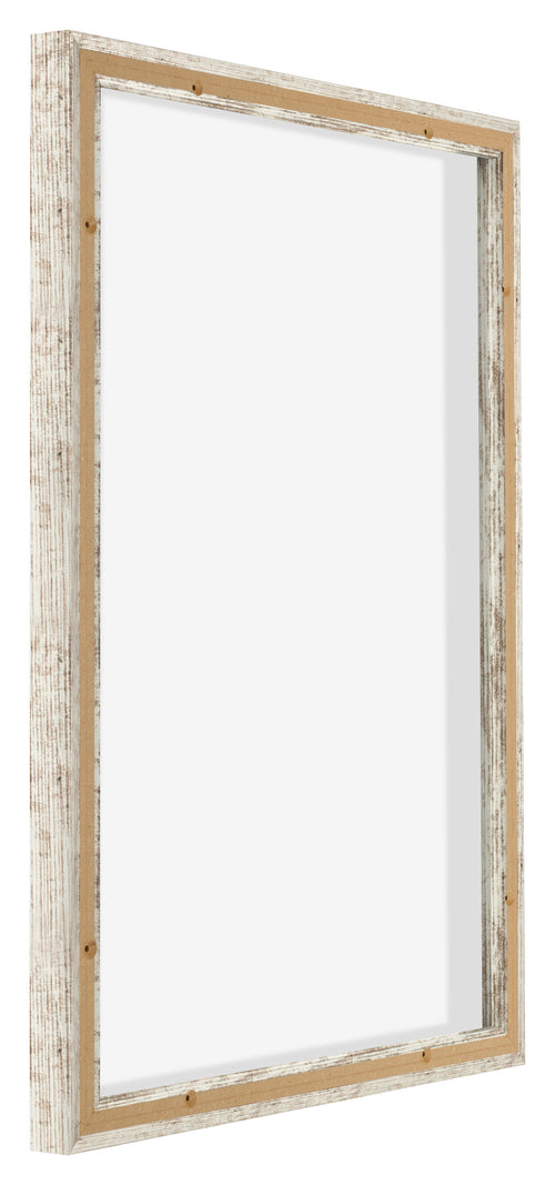 Lyon MDF Canvas Floater Frame 5 7 White Vintage Back Oblique | Yourdecoration.com