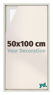 Lyon MDF Canvas Floater Frame 50x100cm White Wash Voorzijde Maat | Yourdecoration.com
