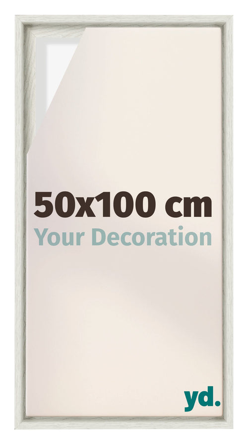 Lyon MDF Canvas Floater Frame 50x100cm White Wash Voorzijde Maat | Yourdecoration.com