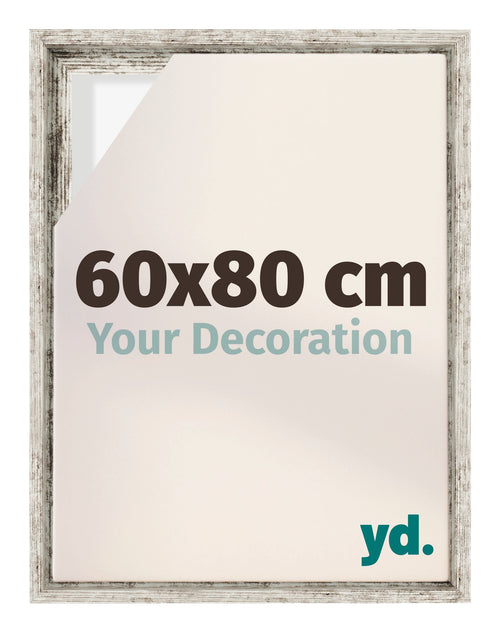 Lyon MDF Canvas Floater Frame 60x80cm White Vintage Voorzijde Maat | Yourdecoration.com