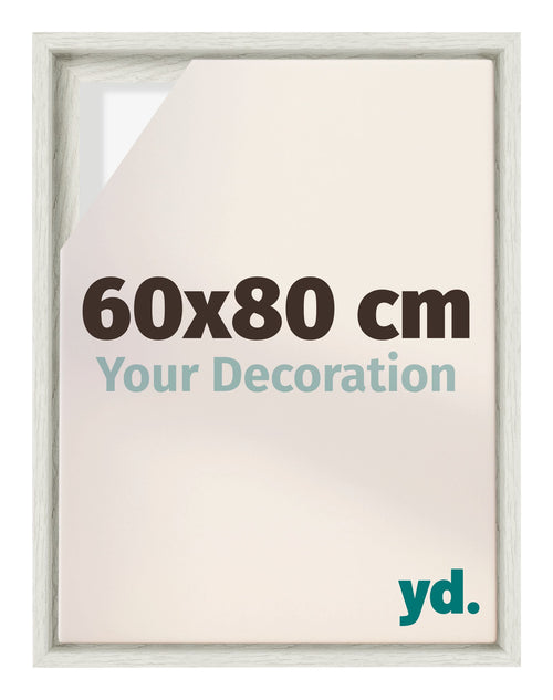 Lyon MDF Canvas Floater Frame 60x80cm White Wash Voorzijde Maat | Yourdecoration.com