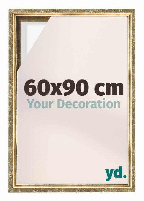 Lyon MDF Canvas Floater Frame 60x90cm Gold Antique Front Size | Yourdecoration.com