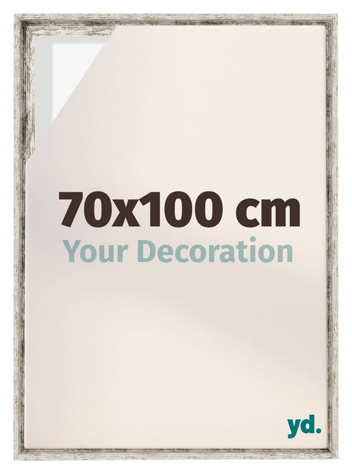 Lyon MDF Canvas Floater Frame 70x100cm White Vintage Voorzijde Maat | Yourdecoration.com
