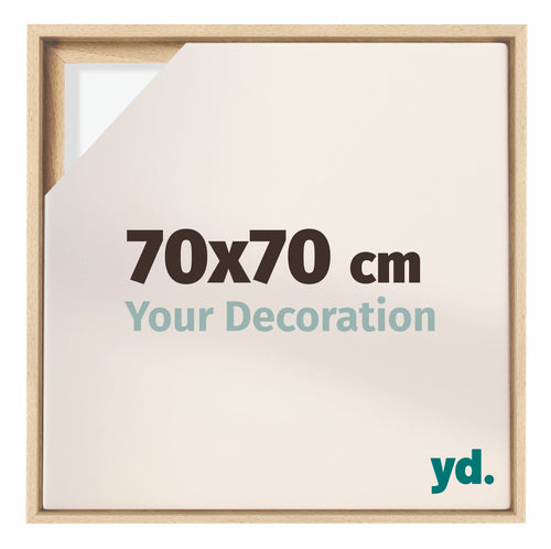 Lyon MDF Canvas Floater Frame 70x70cm Beech Front Size | Yourdecoration.com