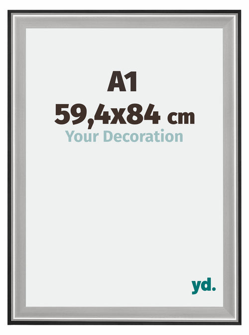 Birmingham Wooden Photo Frame 59 4x84cm A1 Black Silver gepolijst Size | Yourdecoration.com