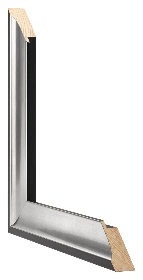 Birmingham Wooden Photo Frame 75x98cm Black Silver Polished Detail Intersection | Yourdecoration.com