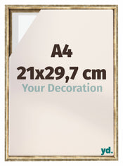 Lyon MDF Canvas Floater Frame 21x29 7cm A4 Gold Antique Front Size | Yourdecoration.com